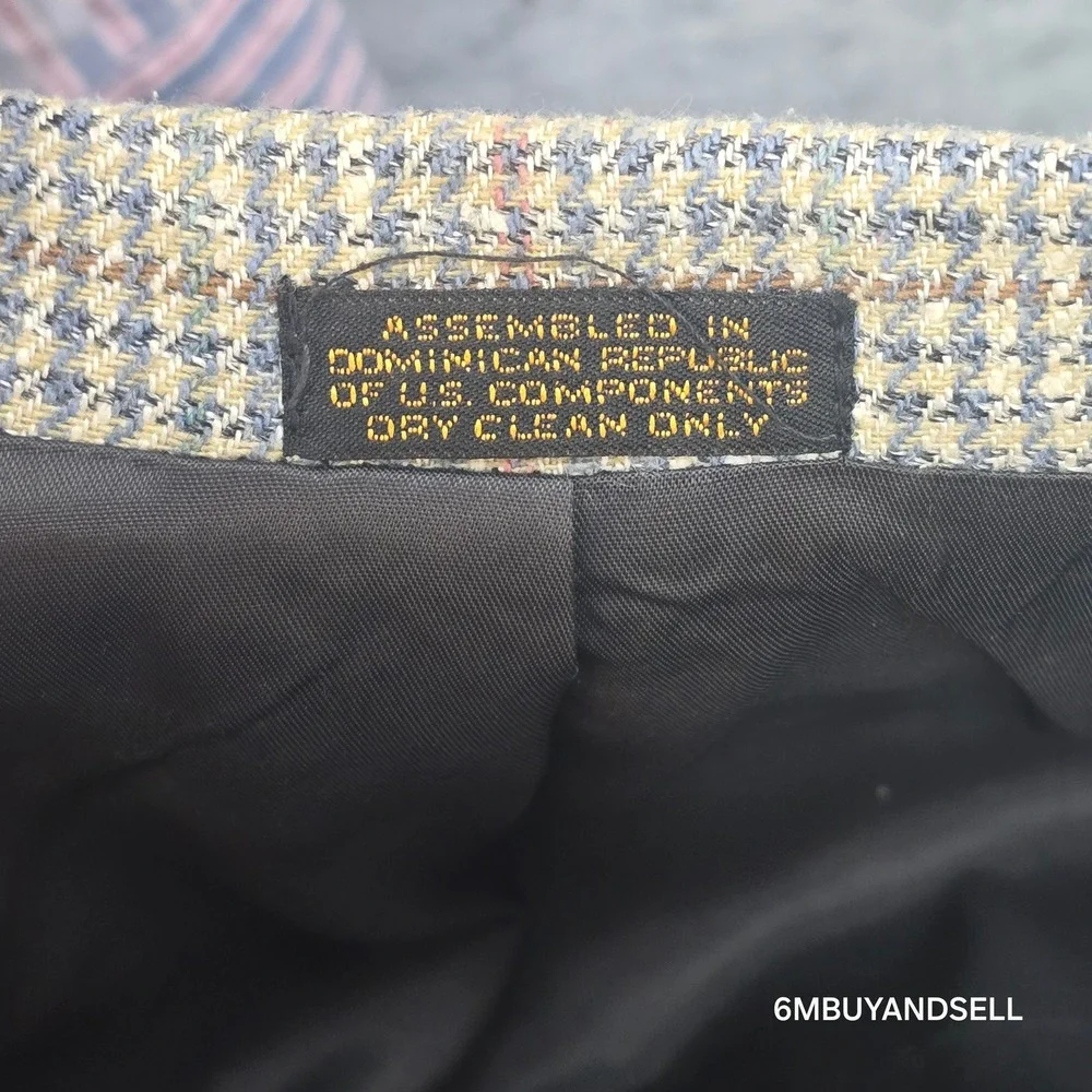 VTG Oscar de la Renta Hand Tailored Sport Coat Blazer 38R Houndstooth Check Wool
